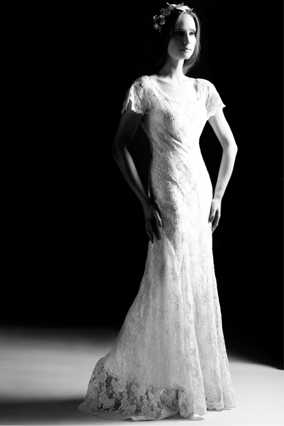 Sophia - 1920s Style Bias Cut Silk Lace Wedding Dress